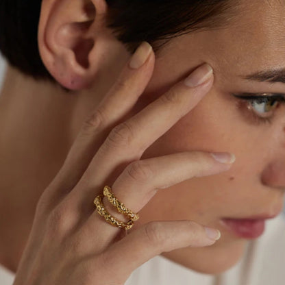 Textured Gold Round Statement Ring