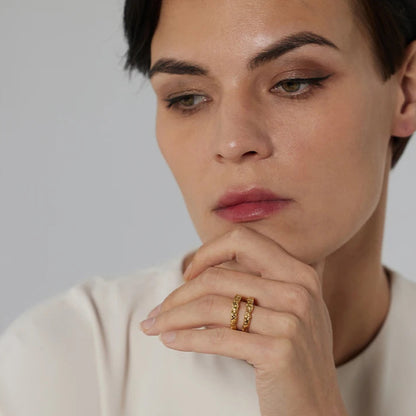 Textured Gold Round Statement Ring