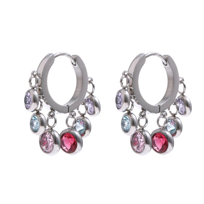 Colorful Cubic Zirconia Hoop Earrings