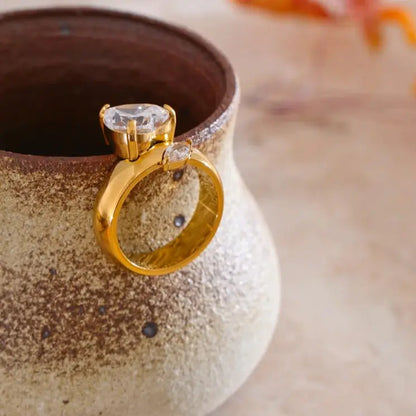 Heart-shaped cubic zirconia ring