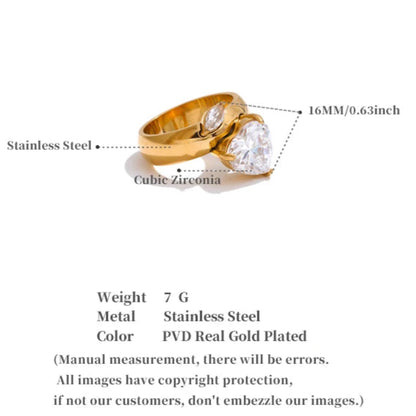 Heart-shaped cubic zirconia ring