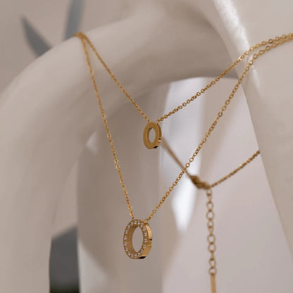 Layered Round Hollow Chain Choker Necklace