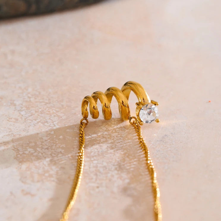 Irregular Geometric Zirconia Pendant Necklace