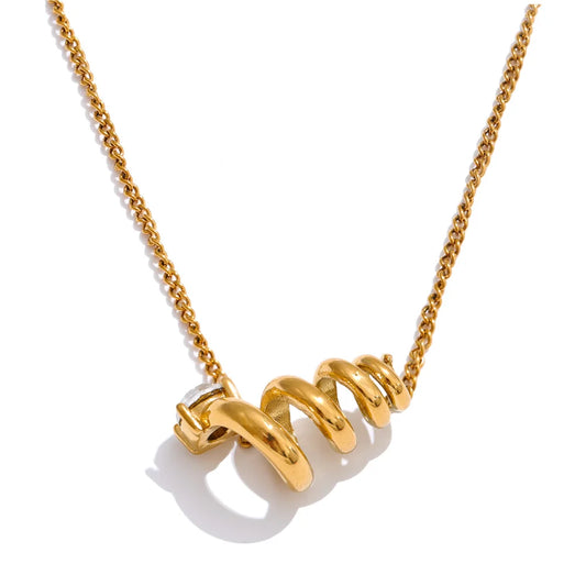 Irregular Geometric Zirconia Pendant Necklace