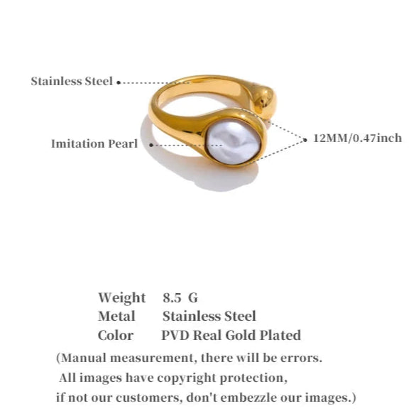 Vintage Geometric Imitation Pearl Ring
