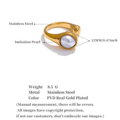 Vintage Geometric Imitation Pearl Ring