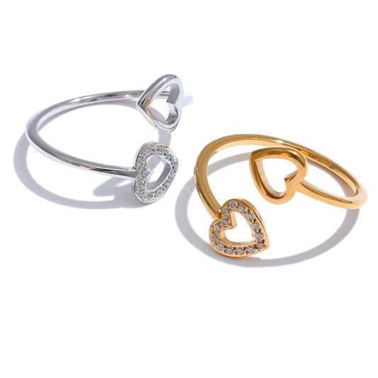 Adjustable Heart Hollow Ring