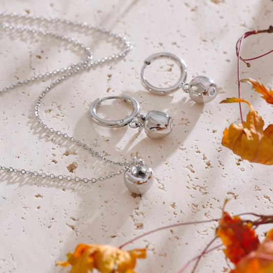 Apple Pendant Necklace & Earrings Set