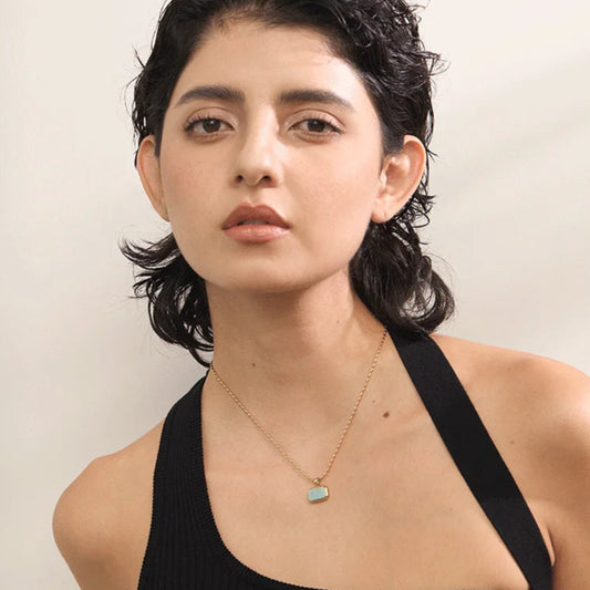 Square-shaped Amazonite pendant necklace
