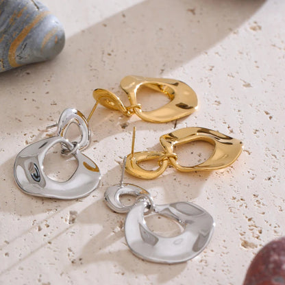 Glossy Geometric Drop Earrings