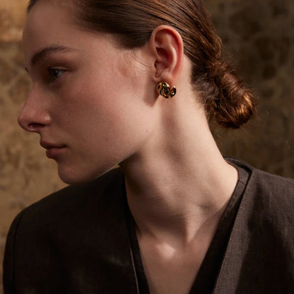 Statement Hammered Geometric Stud Earrings