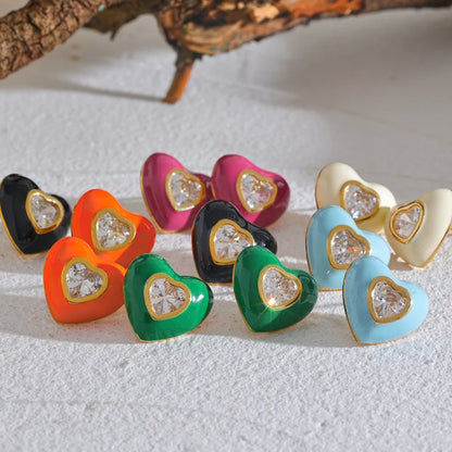 Colorful Heart Stud Earrings