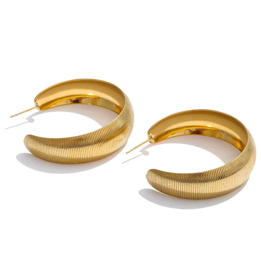 Minimalist Geometric C-Shape Hoop Earrings