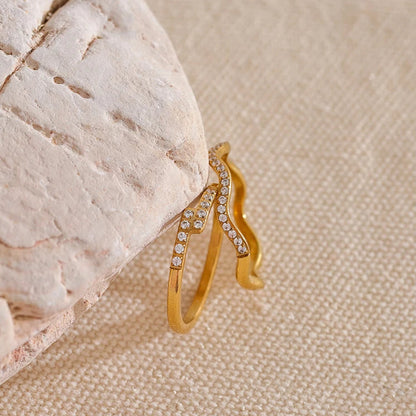 Thin Gold Cubic Zirconia Ring
