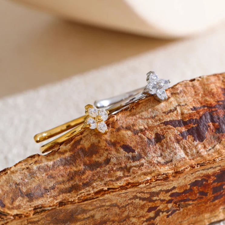 Flower Ring with Cubic Zirconia
