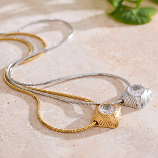 Square Cubic Zirconia Pendant Necklace