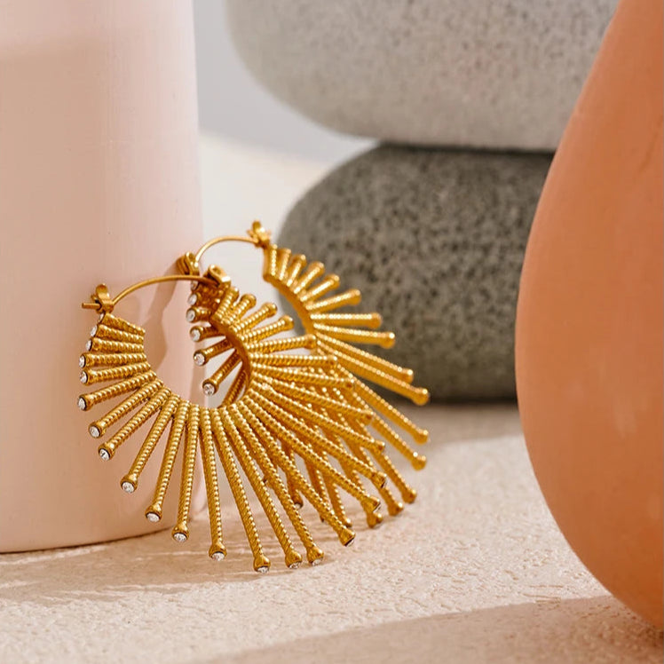 Bold Geometric CZ Hoop Earrings – Auryara