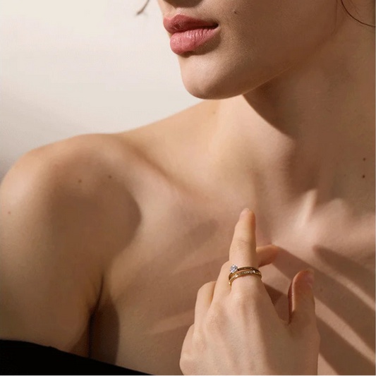 Double Layer Cubic Zirconia Ring