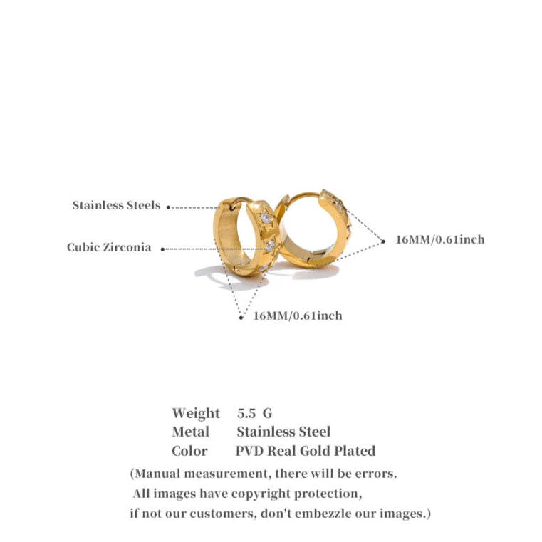 Star Zirconia Hoop Earrings