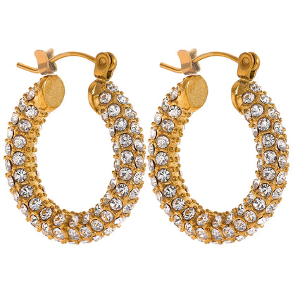 Chunky CZ Huggie Hoop Earrings