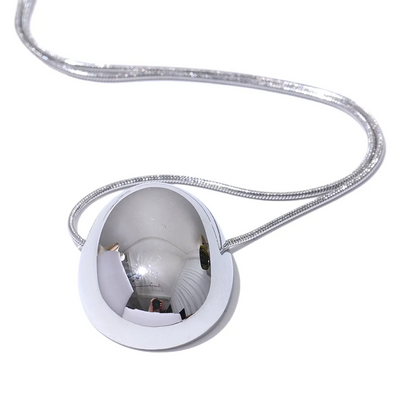 Oval Hollow Stainless Steel Pendant Necklace