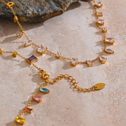Colorful Cubic Zirconia Chain Necklace