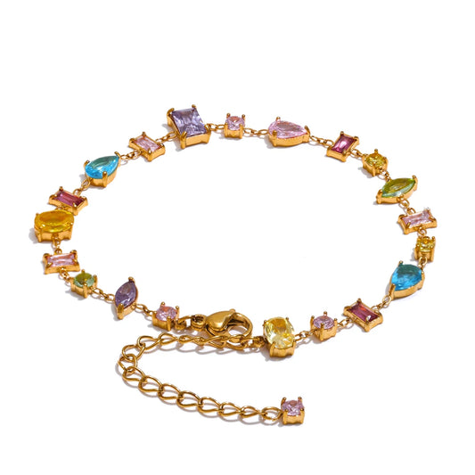 Colorful Cubic Zirconia Chain Bracelet