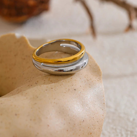 Double Color Geometric Casting Ring