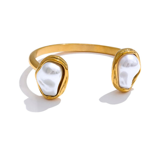 Cuff Bracelet with Baroque Simulated Pearls