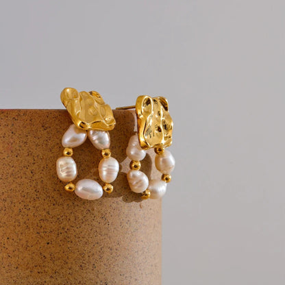 Freshwater Pearl Geometric Drop Earrings