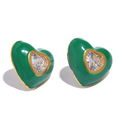 Colorful Heart Stud Earrings