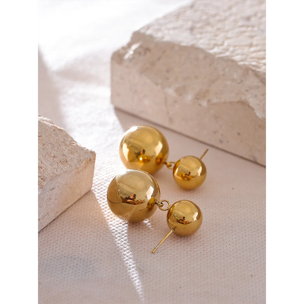 Sleek Round Bead Drop Earrings