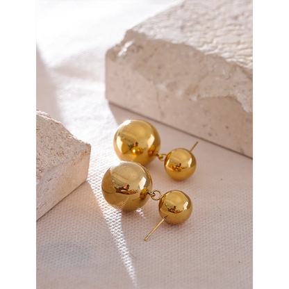 Sleek Round Bead Drop Earrings