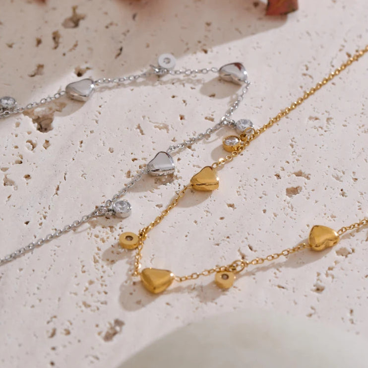 Romantic Zirconia Heart Drop Necklace