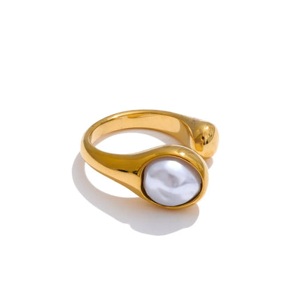 Vintage Geometric Imitation Pearl Ring