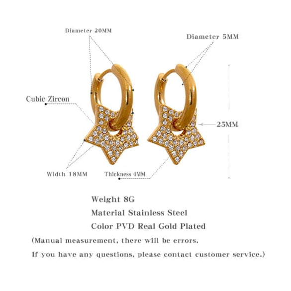 Star Drop Hoop Earrings