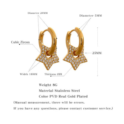 Star Drop Hoop Earrings