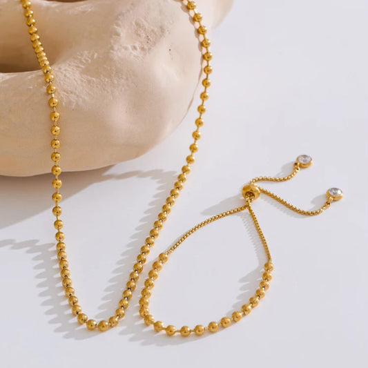 Beaded Chain Necklace & Bracelet Set