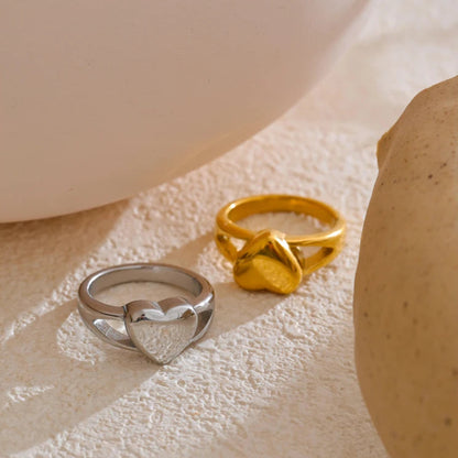 Heart Charm Stainless Steel Ring