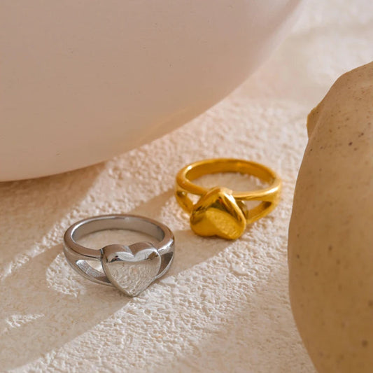 Heart Charm Stainless Steel Ring