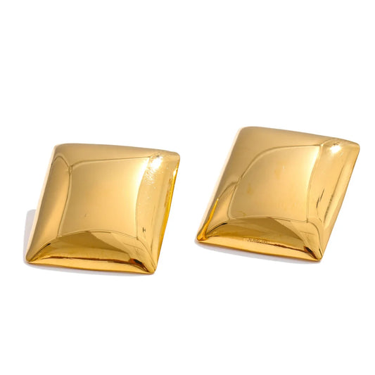 Glossy Rectangle Stud Earrings