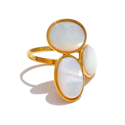 Shell Flower Adjustable Ring