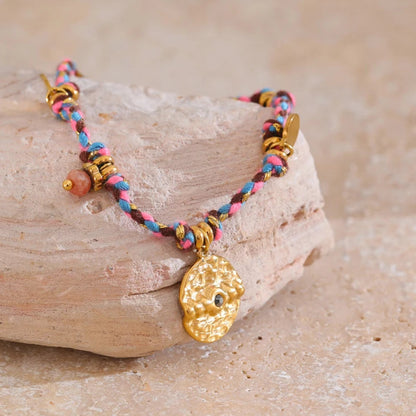 Colorful Braided Rope & Stainless Steel Bracelet