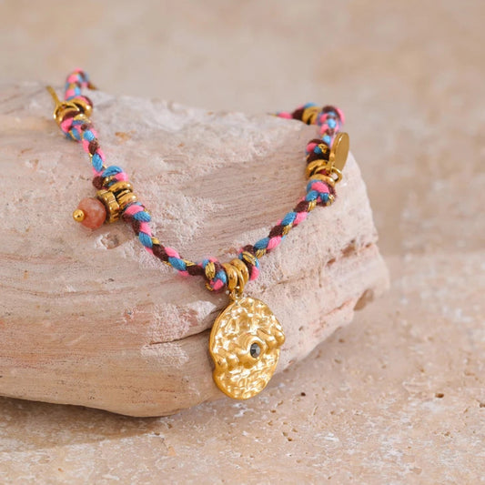 Colorful Braided Rope & Stainless Steel Bracelet