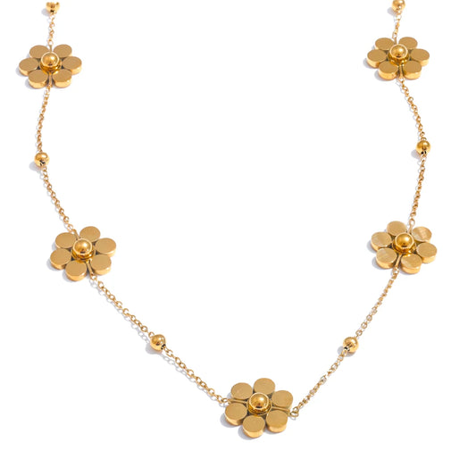 Golden Flower Chain Necklace