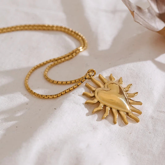 Sun & Heart Pendant Necklace
