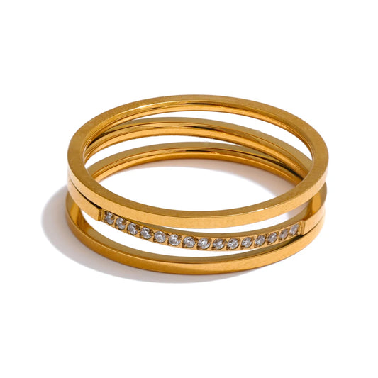 Elegant Stainless Steel Ring with Cubic Zirconia
