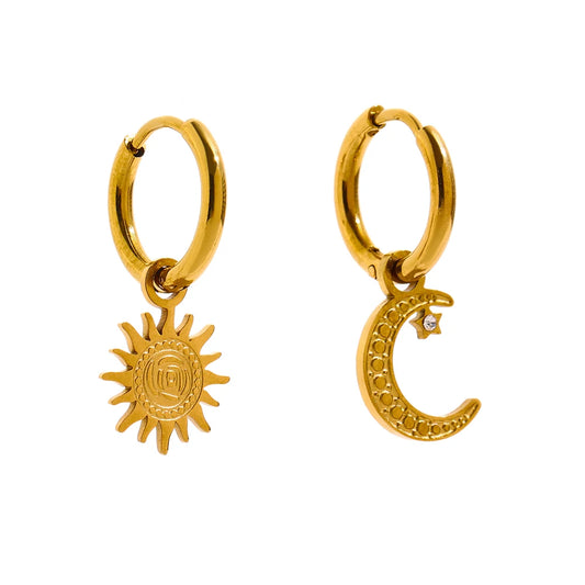 Star & Moon Asymmetrical Hoop Earrings