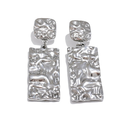 Hammered Rectangle Drop Earrings