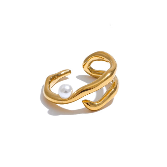 Geometric Open Ring with Pearls